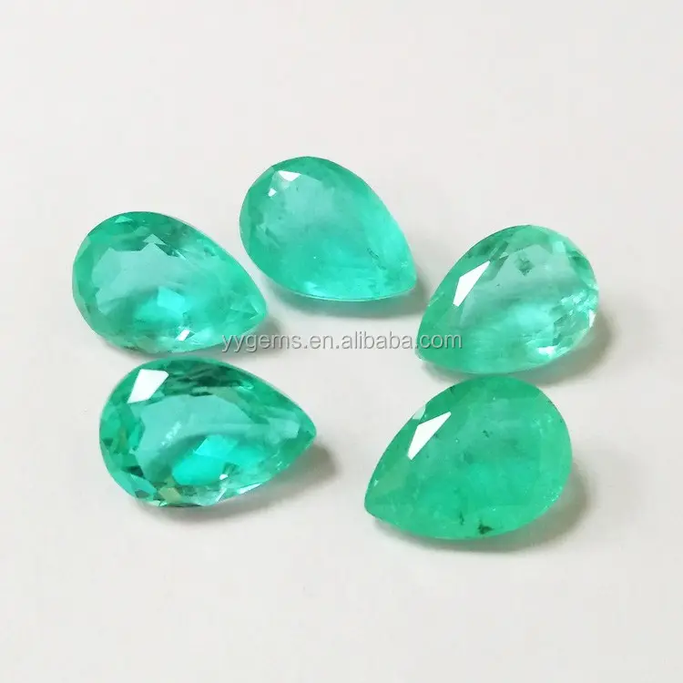 10X15Mm Pear Cut Sintetis Turmalin Hijau Buatan Tangan Perhiasan Batu Permata Semijoyas Kolombia