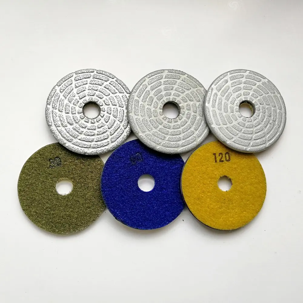 4 inch klittenband vacuümgesoldeerde slijpen pad disc voor graniet, marmer en beton