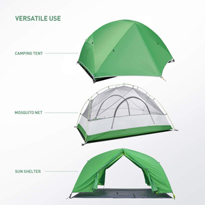 Tente de camping <span class=keywords><strong>2</strong></span> personnes 4 saisons verte extérieure BACKPACKING Travel Tourist Double Layer Waterproof Windproof Lightweight - Product Image 4