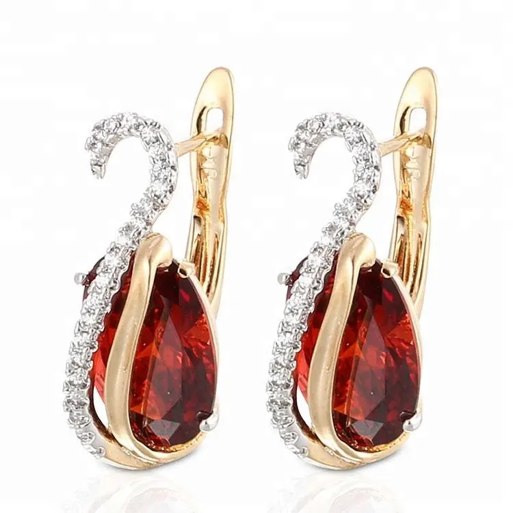 Indian Artifical Crystal Jewellery Red Color Earrings For Women