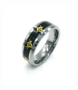 Alibaba website supplier Gold Letter Tungsten Rings Jewelry Masonic Rings for men