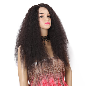 Parrucca Sintetica Resistente al Calore con Frontale in Pizzo per Donne, Stile Liscio Crespo e Riccio, Colore Naturale - Product Image 4