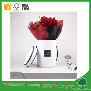 2017 heißer verkauf benutzerdefinierte luxus runde zylinder papierblume geschenk-box mit deckel für frische rose paket großhandel - Product Image 3
