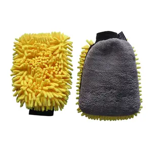 Chenille washandje microfiber mitt grijs waterdicht wasstraat handschoenen