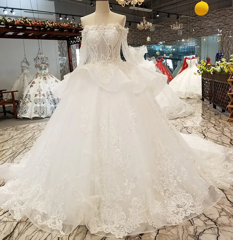 Jancember LS41100 tayvan elbise üreticisi prenses düğün elbisesi uzun tren dantel düğün elbisesi es