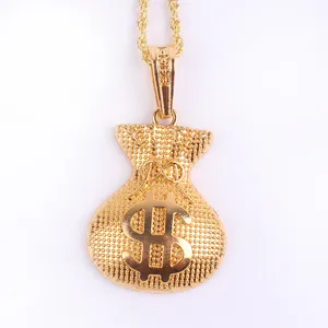 תיק כסף זהב סימן כסף שרשרת תליון פאנק היפ הופ תיבת שרשרת אופנה תכשיטים מוגזמת