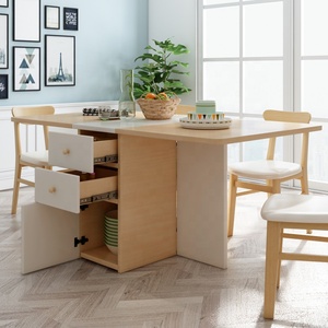 Venta al por mayor fiesta de reunión plegable de madera comer mesa con cajones - Product Image 2