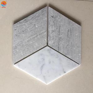 Mosaïque tridimensionnelle en <span class=keywords><strong>marbre</strong></span> naturel sur maille <span class=keywords><strong>effet</strong></span> 3D visuel vue stéréoscopique mosaïque de <span class=keywords><strong>marbre</strong></span> salle de bain carreaux décoratifs muraux - Product Image 3