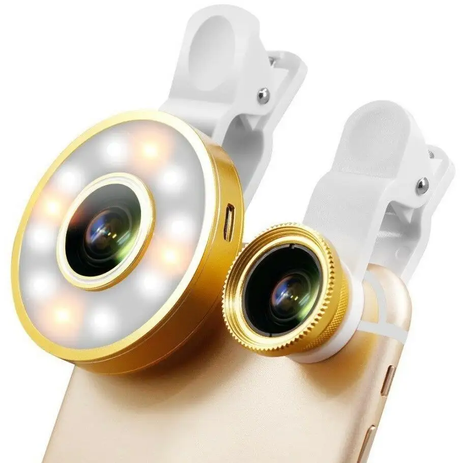 電話カメラレンズキットSELFIELEDライト6in1魚眼携帯電話用ユニバーサル