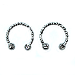 De acero inoxidable barra torcida de la broca del fruto del café herradura anillos en la nariz - Product Image 6