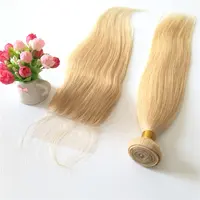 Großhandel 613 Blonde Glattes Haar Webart 100% jungfräuliches brasilia nisches Menschenhaar mit Verschluss