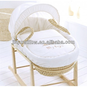 Panier de rangement en osier massif pour bébé, panier avec tissus - Product Image 2