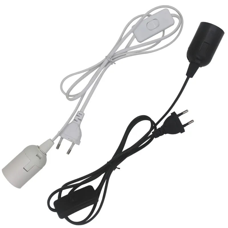 Cable de alimentación de 1,8 m para lámpara, Base de lámpara E27/E14, colgante para UE/EE. UU., accesorio de luz LED, adaptador de enchufe de bombilla con interruptor