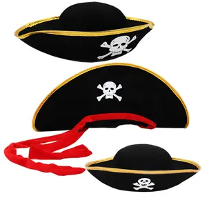 עור tricorn כובע קפטן מורגן פיראטים כובע קפטן מורגן כובע