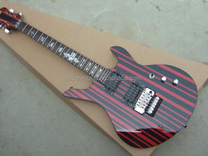 Guitare électrique à 6 cordes à rayures-couleur noir et rouge - Product Image 2