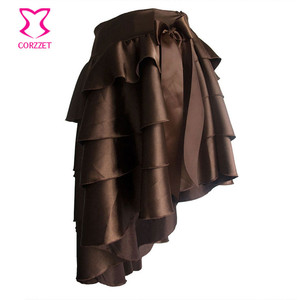 Corzzet Wholesale <strong>Black</strong> Satin Steampunk <strong>Skirt</strong> <strong>Plus</strong> <strong>Size</strong> Punk Victorian Gothic Dress - Product Image 4
