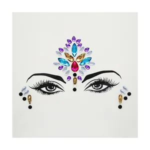 Custom New Design Fancy Eye Makeup Face Jewel Stickers For Decoration