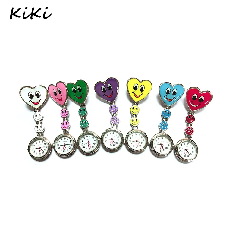 >>> Hoge Kwaliteit 5 Kleuren Verpleegkundige zakhorloge Eenvoudige Mini Klok Mooie Hart Glimlach Gezicht Met Medische Verpleegkundigen Quartz Horloges