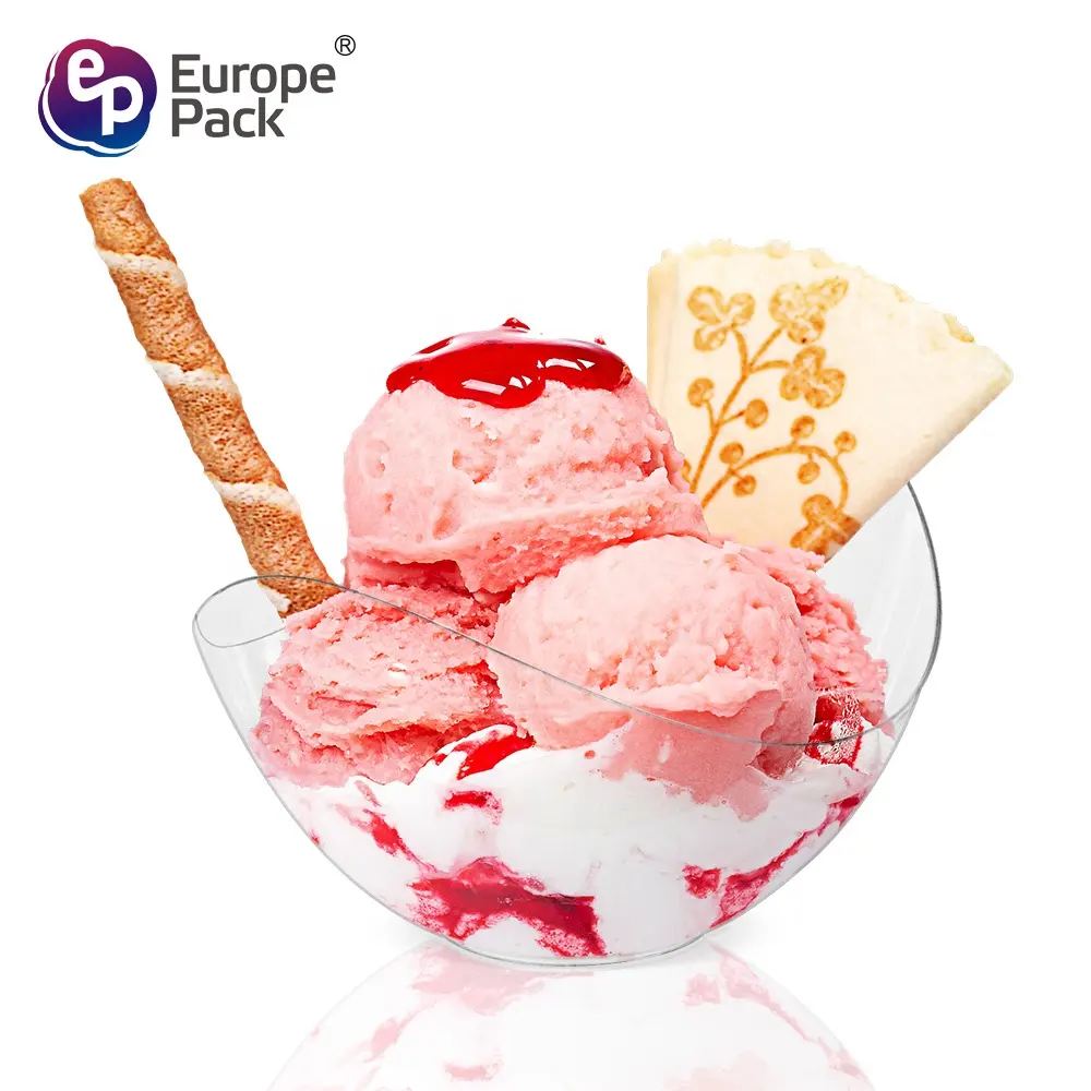 Avrupa-paketi toptan yaratıcı tasarım tek kullanımlık PS plastik dondurma kase tatlılar