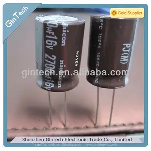 Condensador electrolítico de aluminio, 16V, 2700UF, NICHICON, PJ Ridial