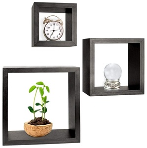Étagère <span class=keywords><strong>murale</strong></span> flottante carrée <span class=keywords><strong>en</strong></span> <span class=keywords><strong>bois</strong></span>, organisateur <span class=keywords><strong>en</strong></span> forme de cube - Product Image 3