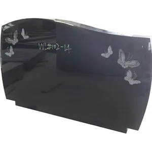 American Style Headstone Shanxi Black Tombstone Monument With Butterfly