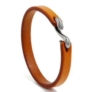 Pulseira masculina de couro taneado dreamtop dtf294, bracelete de couro de alta qualidade