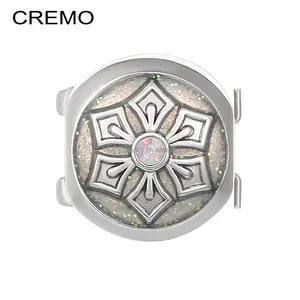 Cremo flor accesorios pulsera elasticidad cierre cambiable esmalte brazalete lentejuelas módulos combinación