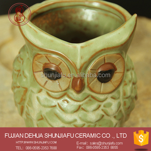 Pots à plantes en céramique en forme de hibou, Pots pour plantes, bonsaï pour bureau, offre spéciale - Product Image 2