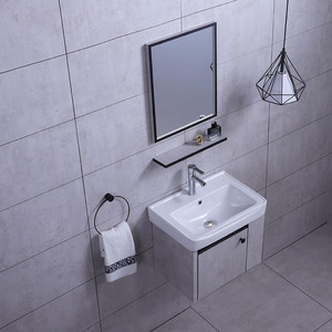 Nuevo Mueble de Baño Compacto y Pequeño de PVC Impermeable con Espejo y Lavabo para Apartamento - Product Image 3