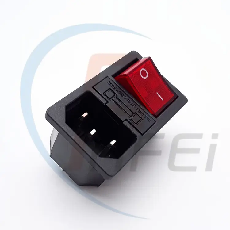 C13 C14 Ac ชาย Socket Panel Mount 110V Ac Power Socket พร้อมฟิวส์และ Rocker Switch หญิงสำหรับอะแดปเตอร์ Ac