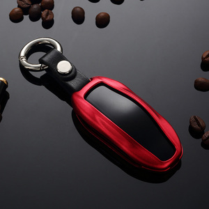 <span class=keywords><strong>Porte</strong></span>-clés en cuir en alliage d'aluminium argenté chaud pour 2018 2019 modèle 3 modèle S avec boîte-cadeau de plongeur d'équipage - Product Image 6
