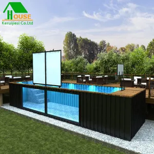 Billig outdoor glas wand stahl struktur verschiffen container schwimmen pool