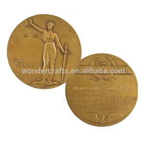 Precio de fábrica personalizar de 3d figura en relieve grabar texto chapado en oro antiguo wolfram indio spingarn la medalla