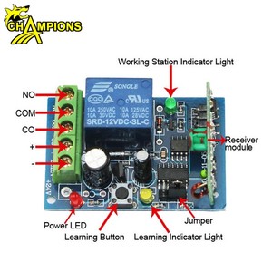 433 Mhz control remoto inalámbrico universal DC12V 10A 1CH relé módulo receptor y transmisor de <span class=keywords><strong>RF</strong></span> 433 Mhz control remoto - Product Image 2