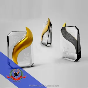 Logo in metallo personalizzato placca di cristallo logo di piegatura premi di cristallo trofeo artigianato di cristallo