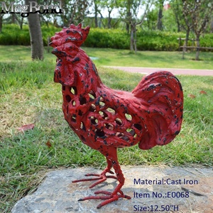Patung hewan besi cor buatan, patung Ayam Jantan logam antik untuk Dekorasi Taman dan Rumah - Product Image 2