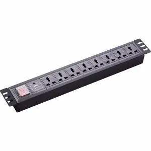 Rak Saklar PDU 1,5ua 8Way, Aluminium Aloi Banyak dengan Saklar Overload