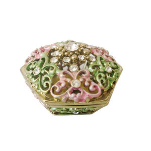 Сделать свой логотип украшенный стразами эмалированный оловянный сплав индийская квадратная форма Свадебная подарочная коробка - Product Image 3