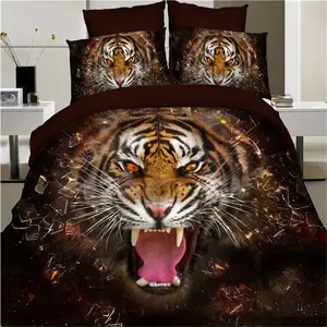 Estable 100% algodón de calidad Digital Tigre 3D imprimir hojas de cama ropa de cama conjunto