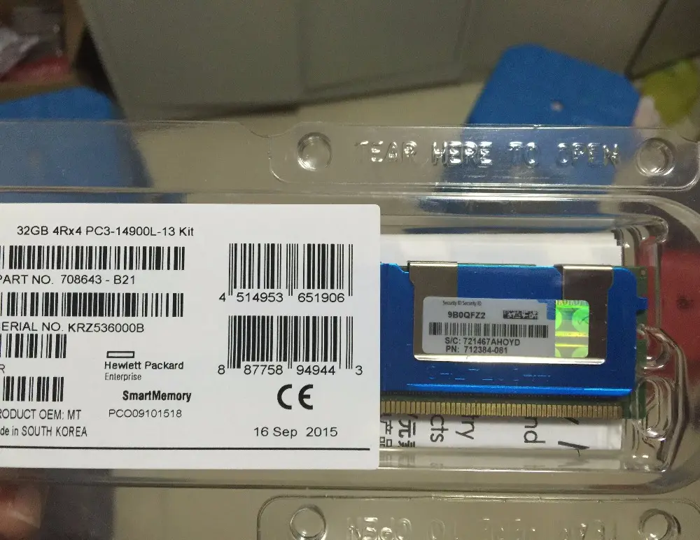 Bulk DDR3 Ram del Server Vendita Calda 708643-B21 per HP 32 GB 4Rx4 1866 MHz PC3-14900R AC