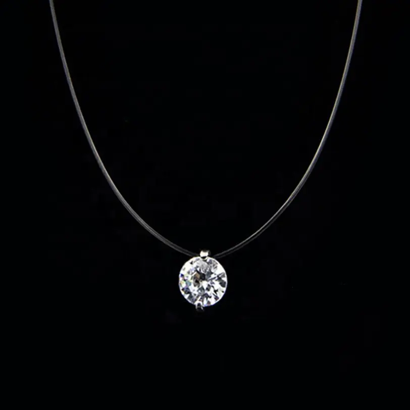 China Factory Simple Zircon cz Stone Pendant Jewelry Black Cord Crystal Necklace