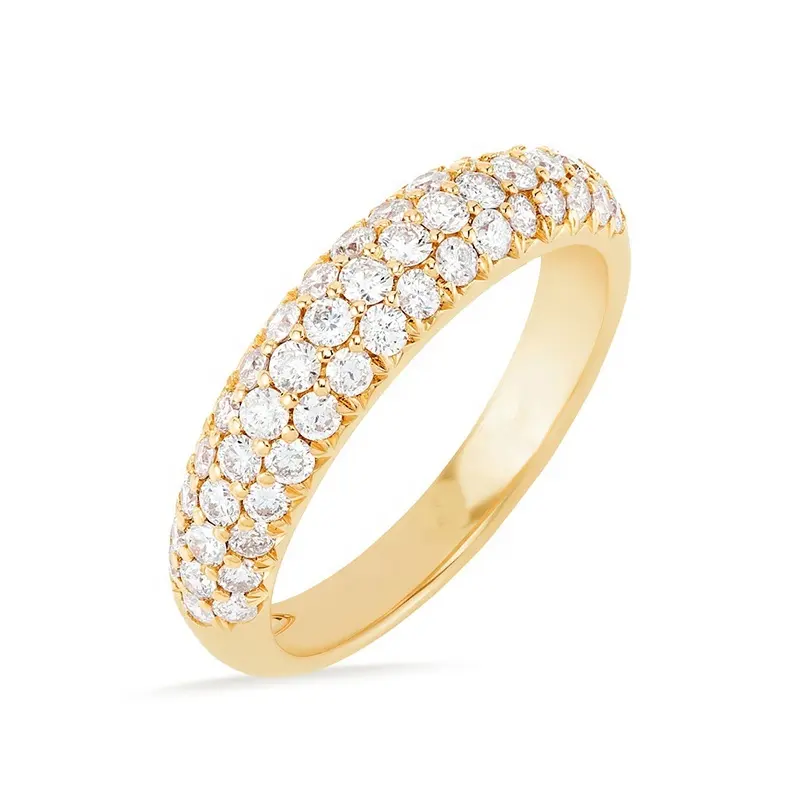 Joyería nupcial, último diseño de anillo de cúpula de compromiso de diamante dorado para niñas