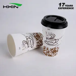 Cups For Disposable Coffee Disposable Compostable Ripple Design Takeaway Cardboard Coffee Glasses Paper Cup For Coffee