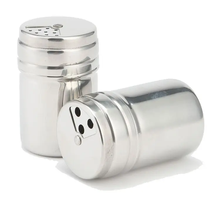 Multifunction Stainless Steel Dredge Salt / Sugar / Spice / magnetic / Pepper Jars Shaker Seasoning Cans with Rotating Cover