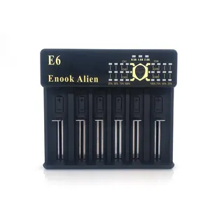 Enook E6高端智能充电器，用于18650 21700 26650 18490电池单元的LED 6通道