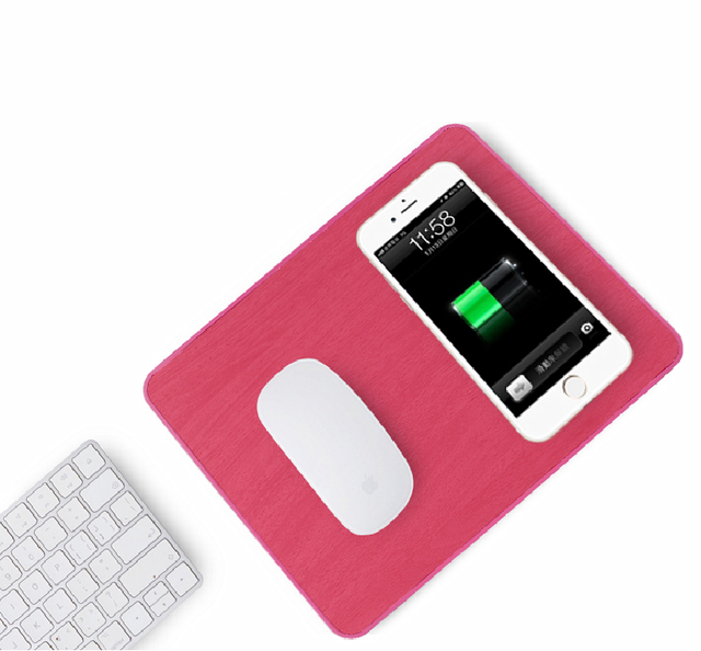 ultra Thin Mini Portable Fast Charger Pu Leather Wireless Charging Mouse Pad