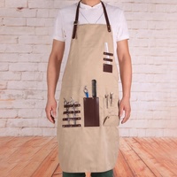 Tablier de barbier en cuir ciré vintage pour hommes, nouveau design, bavoir sans manches, matériau en coton rafraîchissant