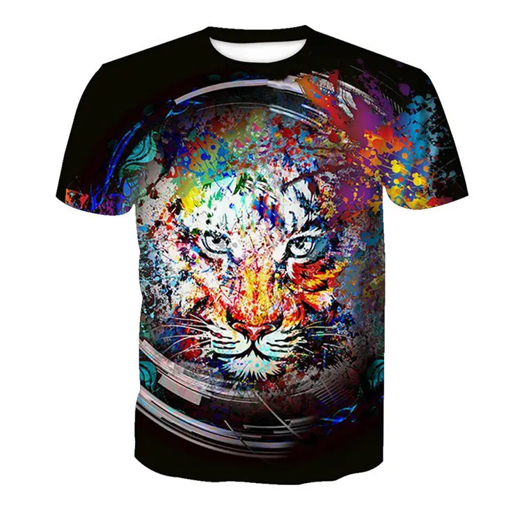 Camiseta de cuello redondo de Rock psicodélico para hombre, camiseta personalizada por sublimación 3d con estampado de animales