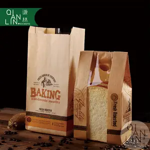 Tas Kertas Roti Kertas Makanan Coklat Grosir Ramah Lingkungan dengan Jendela